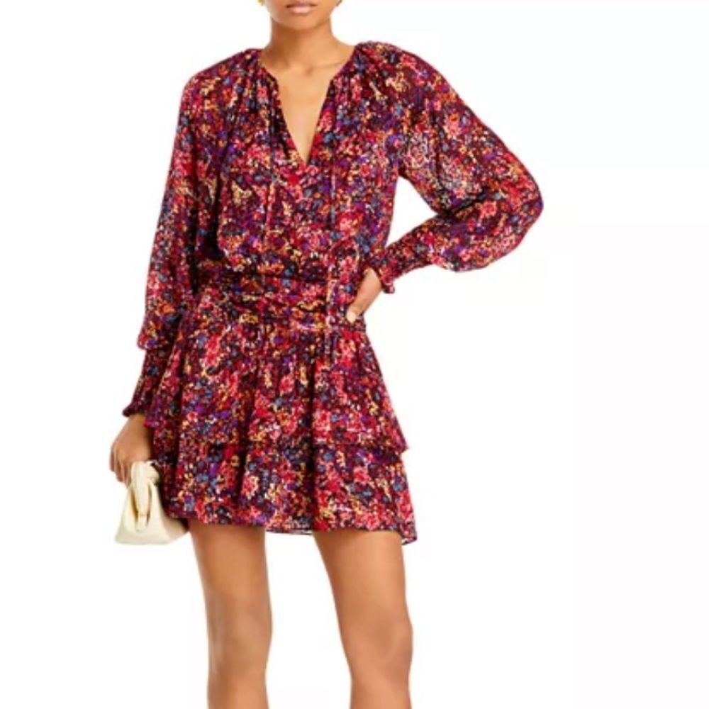 Ramy Brook Mabel Tiered Ruffle Multicolor Mini Dress Size XS 395.00
